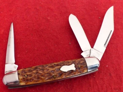 $11.50 • Buy Vintage Utica USA 3-3/8  Equal End Punch 3 Blade Stockman Knife Ld