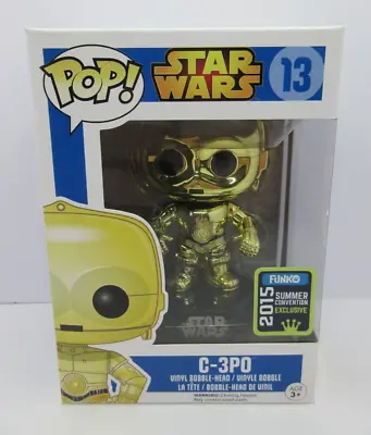 Star Wars Funko Pop Vinyl Figure C-3PO No.13 Chrome Summer Con.  Blue Box 2015 • $80