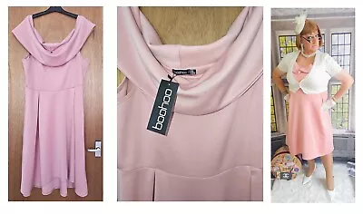 Boohoo Vintage Style Double Layer Midi Dress - Pink - UK Size 24 • $12.44