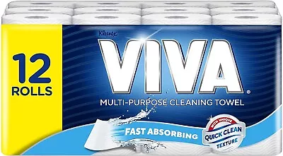 Pack Of 12 Viva Paper Towel White 12 Rolls 60 Sheets Per Roll Free Shipping AU • $38.99