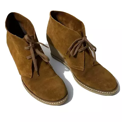 J Crew Womens MacAlister Boots 9M Brown Suede Lace-Up Wedge Ankle Booties Rubber • $28.99