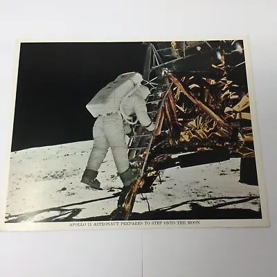 Vintage NASA Lithography Apollo 11 Astronaut Prepares To Step Onto The Moon 1969 • $44