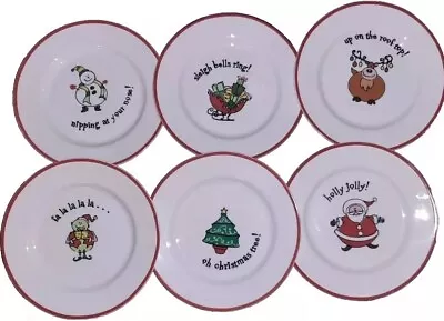 VINTAGE Christmas 6 Appetizer Plates 6.75  Porcelain Marshall Fields  • $24.99