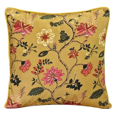 Yellow Floral Print Velvet Cushion Cover Throw Pillowcase With Zipper Closure  • $7.99