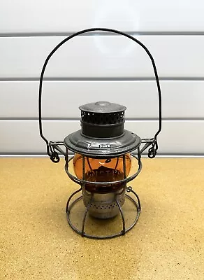 CM&STP RY   Milwaukee Road Lantern Adlake Amber Etched Globe Double Marked • $160