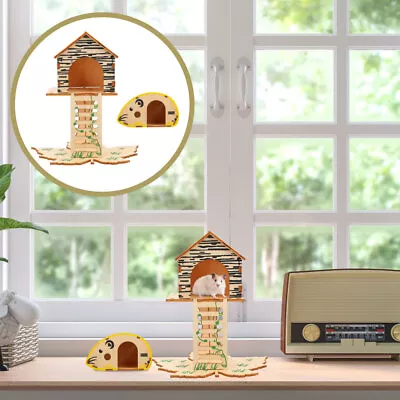 Wooden Hamster Cage With Platform And Ladders For Small Pets • £11.38