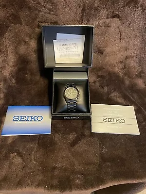 Seiko 7T92 Chronograph Mens Watch Black On Black In Box Nice Wrist Watch • $49.99