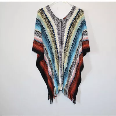 MISSONI Poncho Zig Zag Multi Color Fringe Women's Size OS One Size • $79