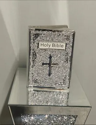 £23.99 • Buy Crushed Diamond Silver Holy Bible Book Sparkle Ornament Bling Home Decor 