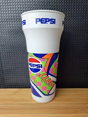 Vintage Retro Pepsi Drinking Cup Funky Bright Colours 21cm Tall 1990s Soft Drink • $14.99