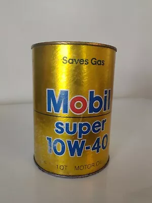 Vintage Mobil Super 10W-40 Motor Oil Can Container Quart Empty  • $9.95