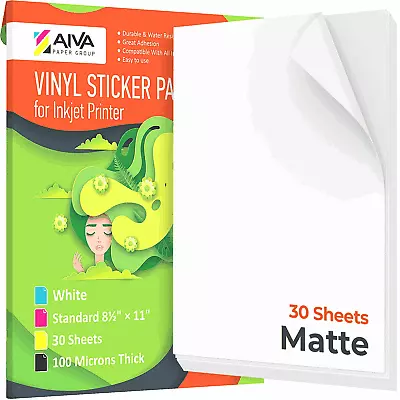 Printable Vinyl Sticker Paper Waterproof Decal Paper For Inkjet Printer 30 • $23.23