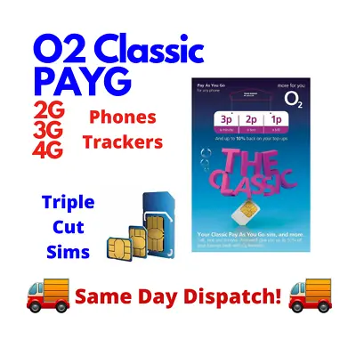 O2 Sim Card - New And Sealed Classic O2 Pay As You Go 02 O2 PAYG  BEST PRICED • £0.99