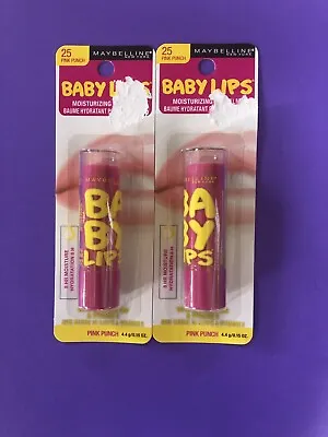Lot Of 2 Baby Lips Maybelline Lip Balm  - 25 Pink Punch Free Shipping • $6.58