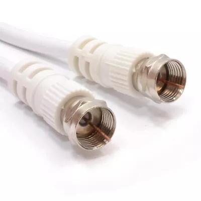 TV Satellite Cable Lead Flylead F Plug Male Male 1 Mtr  White Sky • £2.96