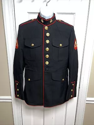 USMC U.S. Marine Corps Dress Blues Jacket Enlisted Size 40S  Altered • $84.99