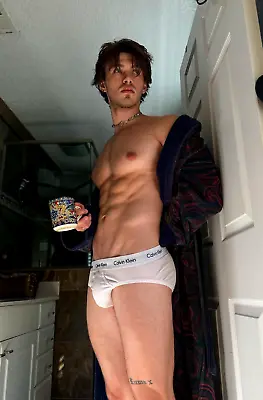 Shirtless Male Muscular Jock Calvin Klein Briefs W/ Coffee Mug PHOTO 4X6 H204 • $4.99