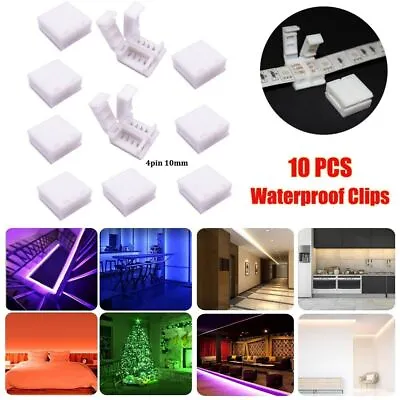 £3.99 • Buy 10 X 4Pin LED Strip RGB Extension Cable Adapter Clip Connector 10mm Waterproof
