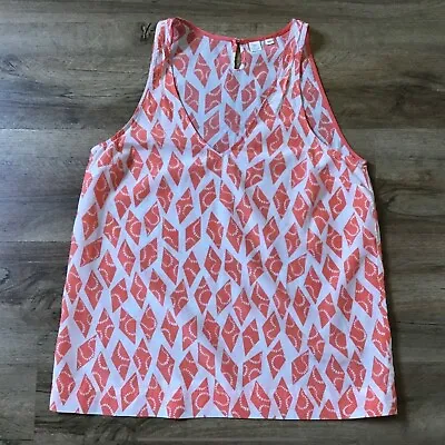 Anthropologie Tank Top Size S Eloise Silk High Flying Kite Print White Orange • $16.90