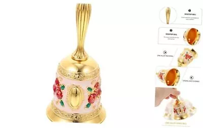  Vintage Rose Hand Hand Held Bell Musical Hand Bells Metal 11X5.3X5.3CM Golden • $26.61