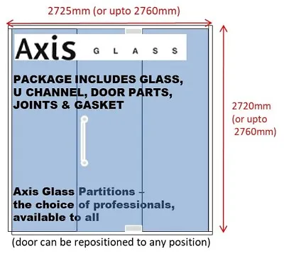 NEW FULL KIT 10mm Toughened OFFICE Glass Partition With Door 2720mm(h)x2725mm(w) • £649