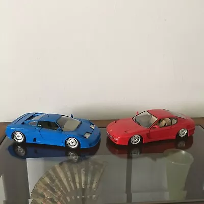 1/18 Lot X2 1-Ferrari 456 GT And 1-Bugatti EB 110 By Burago Custom Detailed. • $25