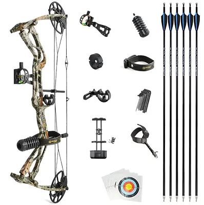 Compound Bow Arrows Kit 0-60lbs Adjustable Adults Youth Archery Shooting Hunting • £278.99
