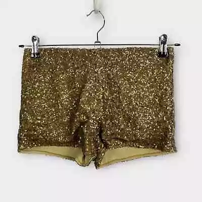 Alythea Size SMALL Dark Gold Sequined Sparkle Mini Short Booty Shorts Festival • $28