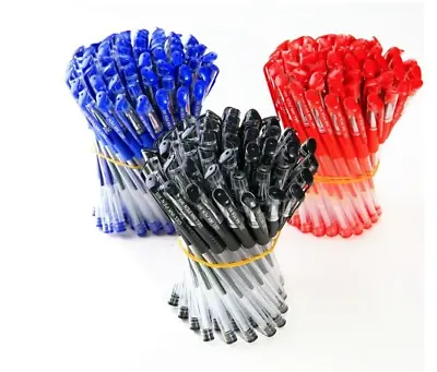 Gel Pens 0.5mm Black Blue Red Ballpoint Pens & Refills Office School Supplies • £3