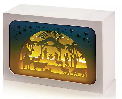 Illuminated LED Light PAPER DIORAMA NATIVITY SCENE - PLB184696 • £10.95