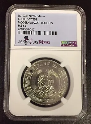 1935 MT-252  NI/AN 34mm Modern Magic Products  Magician Tokens NGC Cert MS65 TOP • $124.95