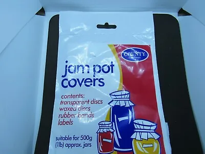 JAM POT COVERS For 25 X 500g  ( 1lb)   Jars - With Rubber Bands And Labels • £3.49