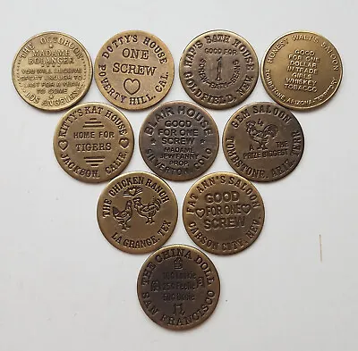 10 Solid Brass Brothel Cat House House Tokens Lot 2 • $23.49