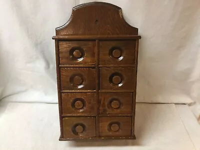 Antique 8 Drawer Oak Wall Mount Spice Cabinet - Cleaned And Refinished • $90