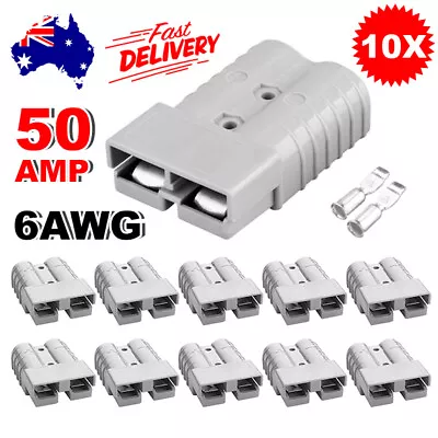 $12.25 • Buy 10x Anderson Style Plug 12V 24V 50 AMP 6AWG Caravan Exterior DC AC Connectors