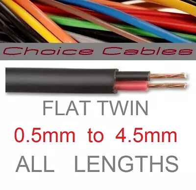 Flat Twin 2 Core Thin Wall Cable 12v Auto Thinwall Vehicle Wire Amp All Sizes • £1.49