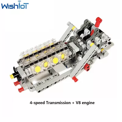 Technical 4-speed Transmission V8 Engine MOC Building Blocks Brick DIY Toy Model • $26.99