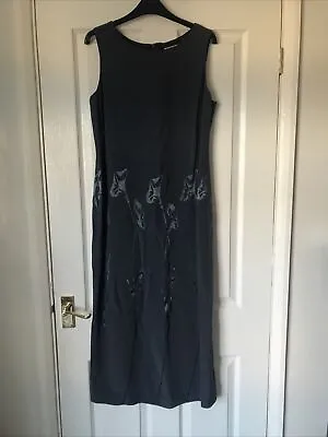 J Taylor Dress Size 14 Length From Shoulder 50” Grey With Flower Pattern Lined • £10