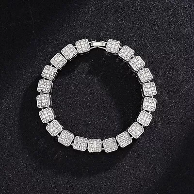 Men's 14k Gold-plated Cubic Zirconia Bracelet With 8-18 Inch Cuban Necklace • $19.56