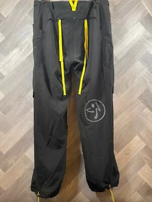 Zumba Wear Cargo Dance Active Performance Pants Trousers Black Yellow Size XL  • £5.95