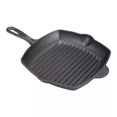 £16.95 • Buy Large Griddle Frying Pan Grill Cast Iron Non Stick Skillet Cooking Square Steak