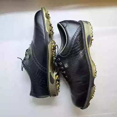 FootJoy DryJoys Tour Black Leather Golf Shoes 53676 Mens Size 9.5M Preowned • $31.99