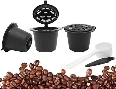 £4.99 • Buy 3Pcs Reusable Refillable Nespresso Coffee Capsule With Plastic Spoon Filter Pod