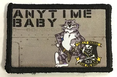 F14 Tomcat ANYTIME BABY Morale Patch Jolly Rogers Military Army Tactical Flag  • $8.49