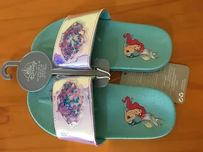 NWT Disney Store Ariel Slides Sandals Shoes Girls Little Mermaid 7/8 Toddler • $15.50