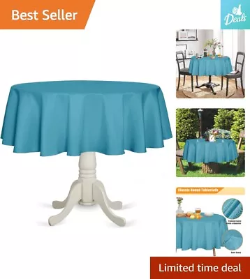 Teal Round Tablecloth - 60 Inch - Stain And Wrinkle Resistant - Polyester Fabric • $25.64