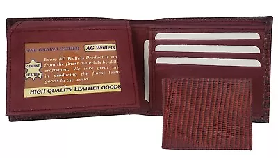 Mens Leather Snake Skin Imprint Lizard Cowboy Bifold Wallet Red • $15.49