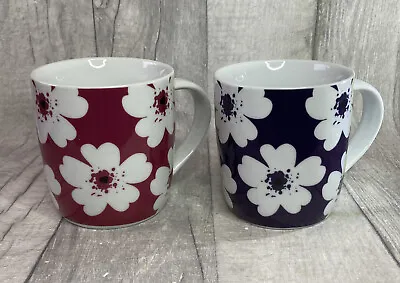 Pair David Mason Design DMD Floral Mugs Pink Purple • £9.99