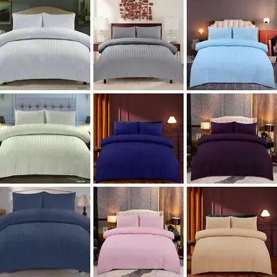 100% Egyptian Cotton Mix Seersucker Duvet Cover Bedding Set & Pillow Case • £16.95