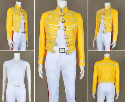 $69.10 • Buy Queen Band Cosplay Lead Vocals Freddie Mercury Costume Yellow Jacket Outwear